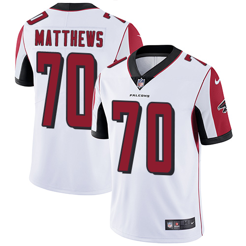 Nike Falcons #70 Jake Matthews White Men's Stitched NFL Vapor Untouchable Limited Jersey - Click Image to Close